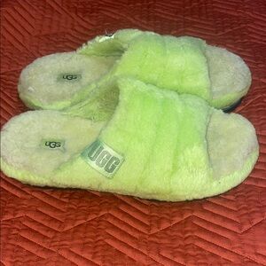 UGG Lime Green Fluffy Slippers